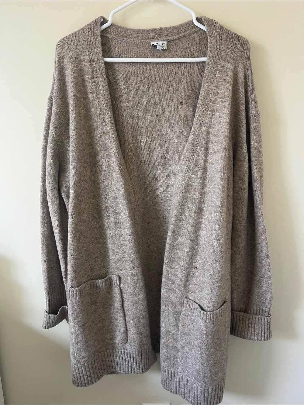 Cozy Open-Front Women's Cardigan Sweater in Taupe